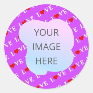 Purple LOVE Classic Round Sticker