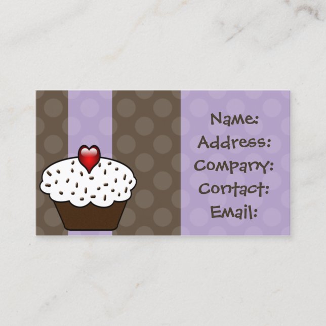 Purple Love cupcakes cartes de visite (Devant)
