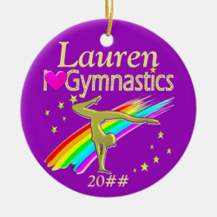 PURPLE LOVE GYMNASTICS PERSONALIZED ORNAMENT