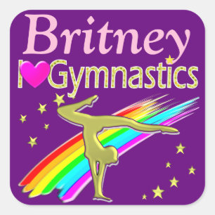 PURPLE LOVE GYMNASTICS PERSONALIZED STICKERS