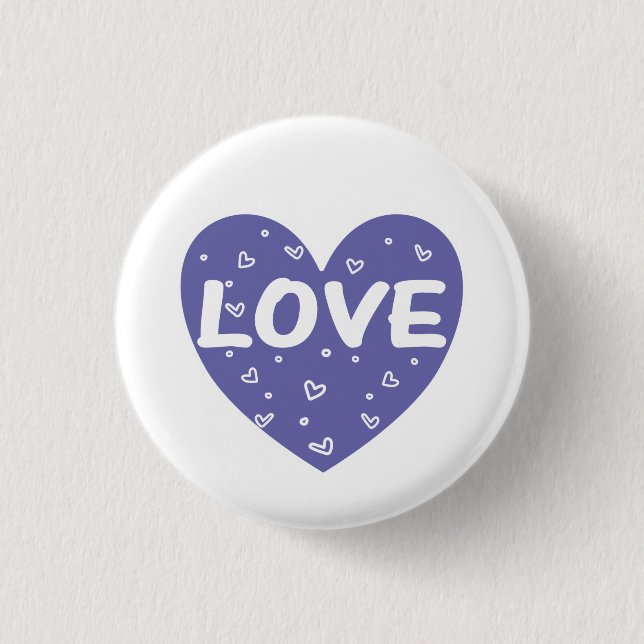 Purple love heart 1 inch round button (Front)