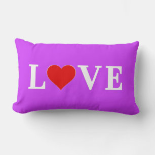 Purple LOVE Heart Elegant Stylish Lumbar Pillow