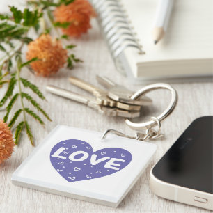 Purple love heart keychain