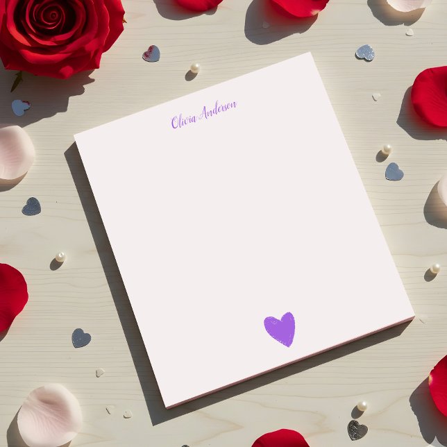Purple Love Heart Personalized   Notepad (Creator Uploaded)