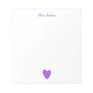 Purple Love Heart Personalized   Notepad