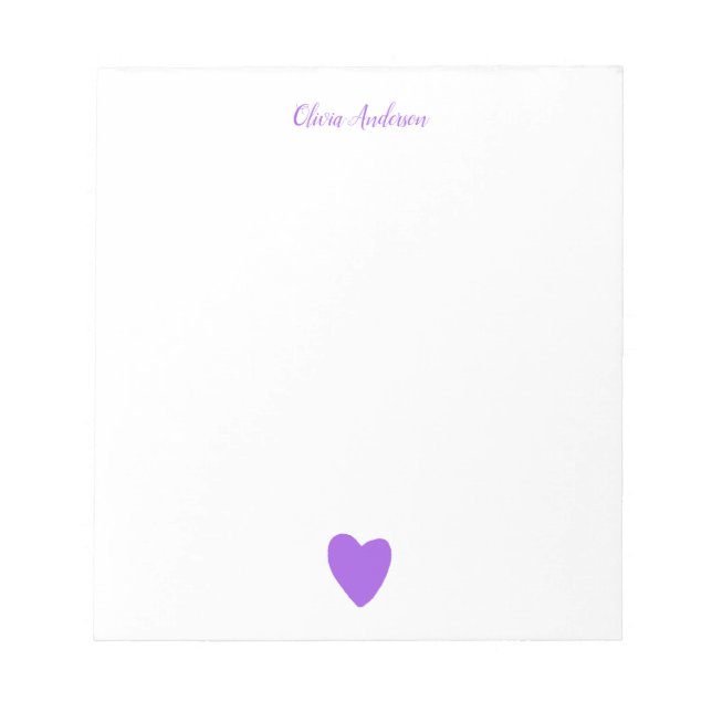 Purple Love Heart Personalized   Notepad (Front)