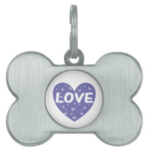 Purple love heart pet ID tag