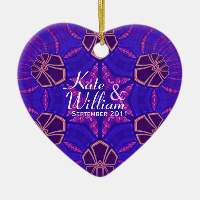 Purple Love Heart Valentine Mariage Ornement (Devant)