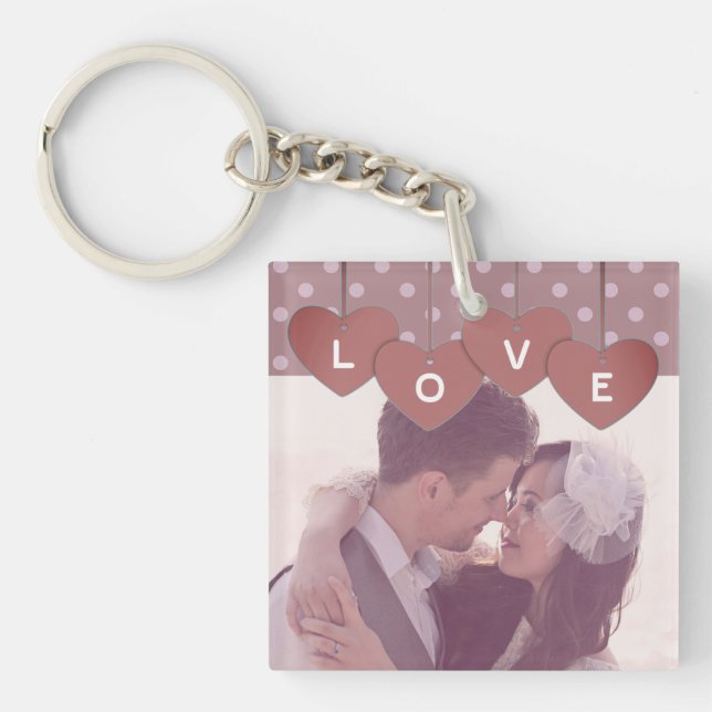 Purple Love Hearts Banner Overlaid Custom Photo (Devant)