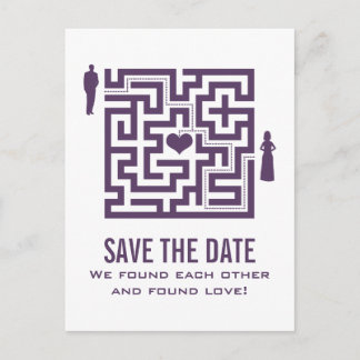 Purple Love Maze Save the Date Postcard