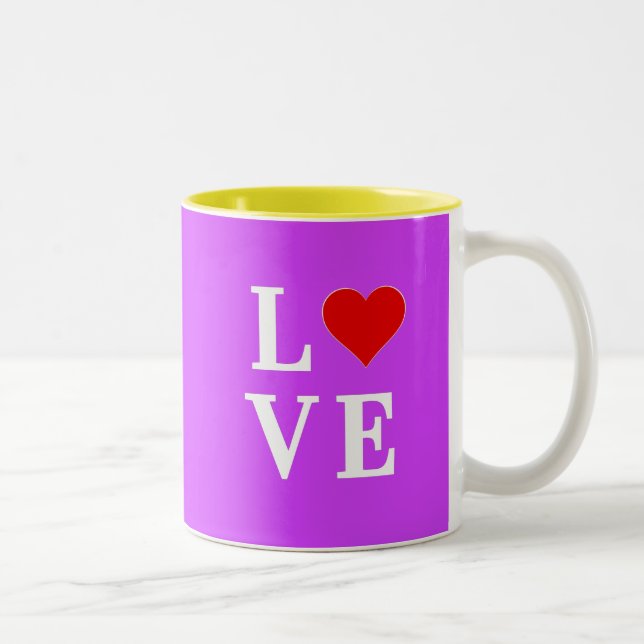 Purple LOVE Modern Chic Two-Tone Coffee Mug (Right)