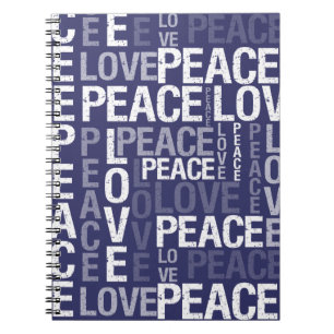 Purple Love Peace Typography Notebook