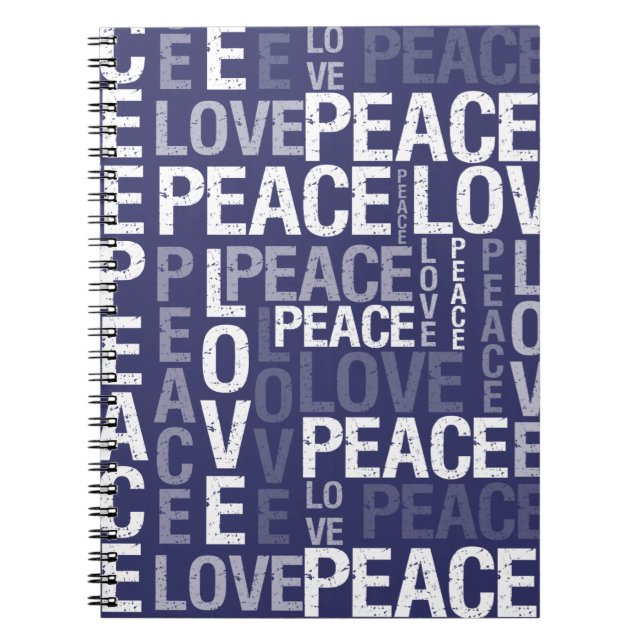 Purple Love Peace Typography Notebook (Front)