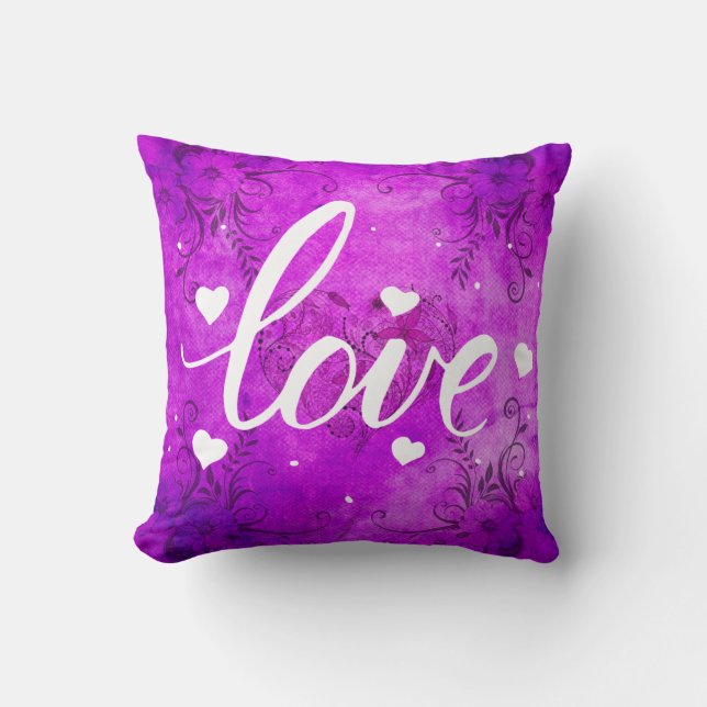 Purple Love Throw Pillow (Front)