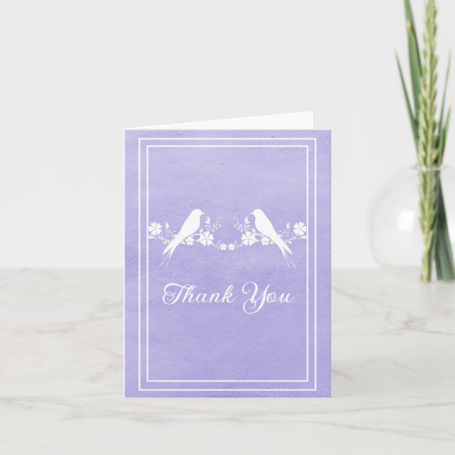 Purple Lovebird Floral Carte de remerciements (Devant)