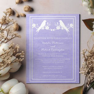 Purple Lovebird Floral Faire-part de mariage