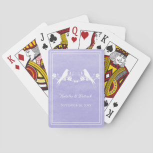 Purple Lovebird Floral Wedding Playing Cards