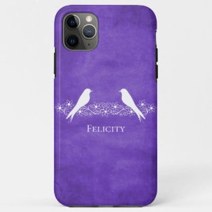 Purple Lovebirds Floral Vine iPhone Case