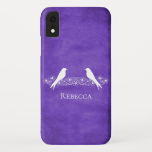 Purple Lovebirds Floral Vine iPhone Case