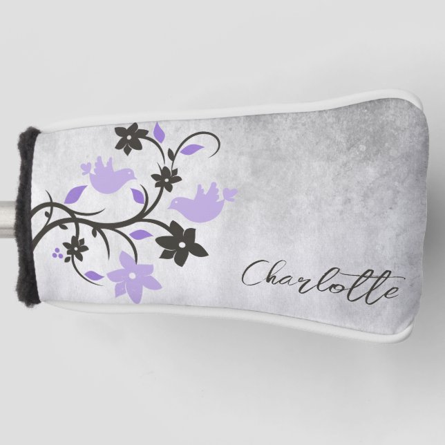 Purple Lovebirds Golf Head Cover (Front)