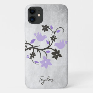 Purple Lovebirds Personalized iPhone 11 Case