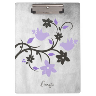 Purple Lovebirds Personalized Clipboard