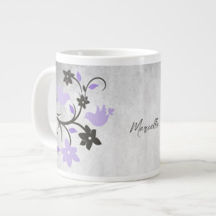 Purple Lovebirds Personalized Giant Coffee Mug