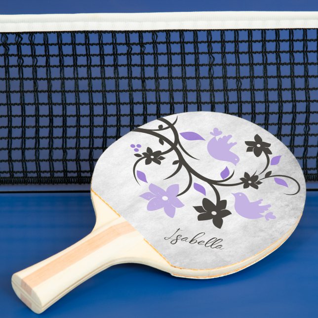 Purple Lovebirds Personalized Ping Pong Paddle (Insitu)