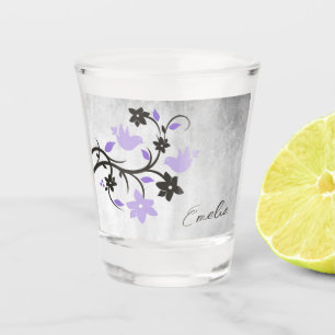 Purple Lovebirds Personalized Shot Glass