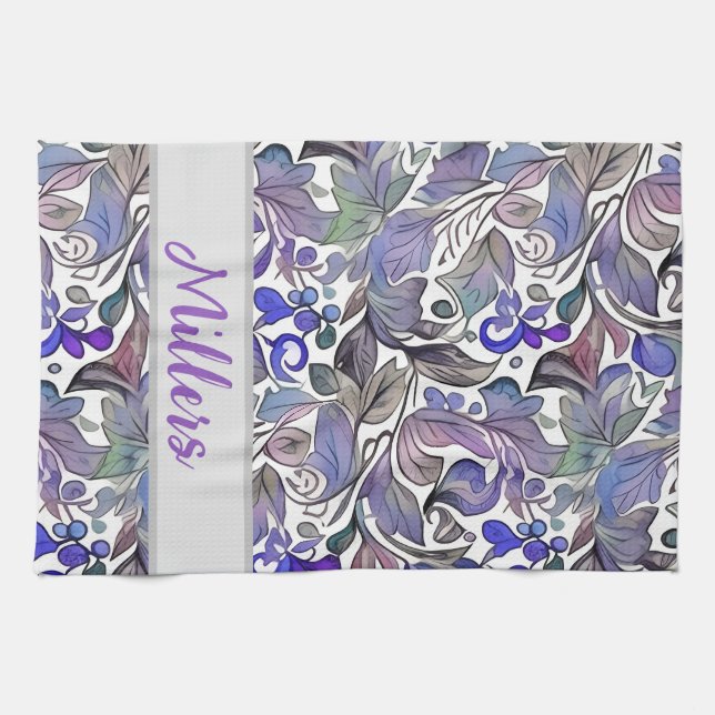 Purple lovers fav! Fun Flourishes. Personalized Kitchen Towel (Horizontal)