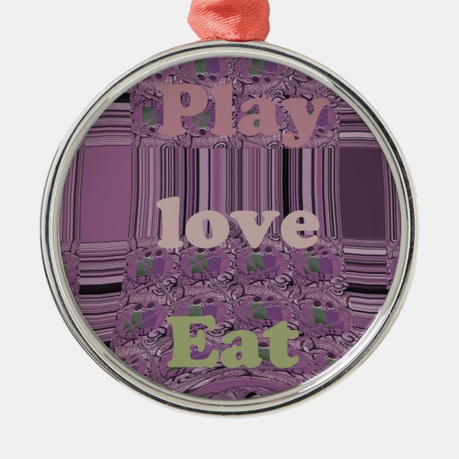 Purple  Loves &  Play Eat Africa South Traditional Metal Ornament (Front)