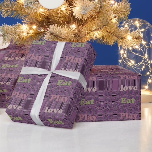 Purple  Loves &  Play Eat Africa South Traditional Wrapping Paper (Holidays)