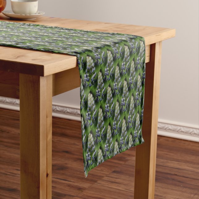 Purple Lupine Floral Pattern  Short Table Runner (In Situ)