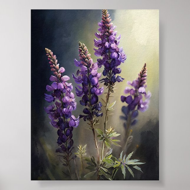 Purple Lupine Flower Art Print Poster (Front)