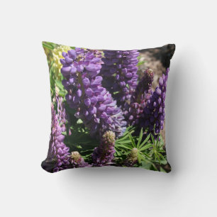 Purple Lupine Flower Throw Pillow