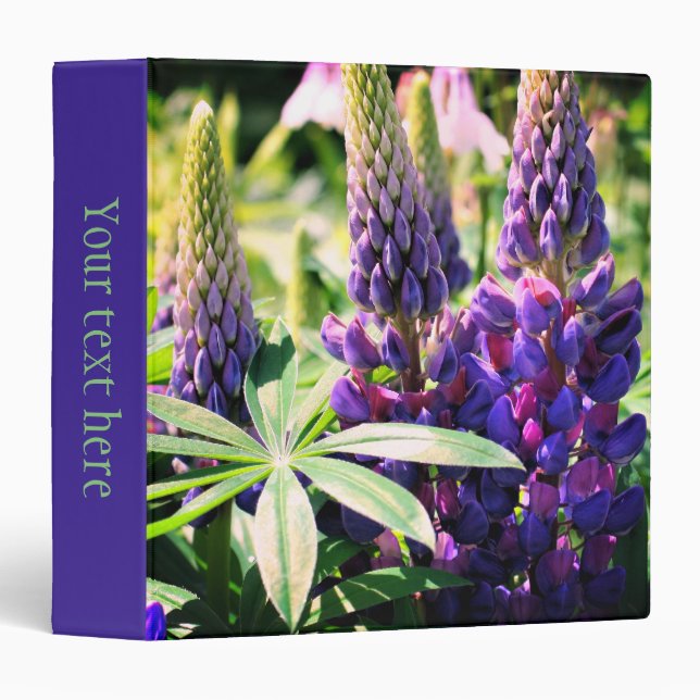 Purple Lupine Flower Trio Personalized Binder (Front/Spine)