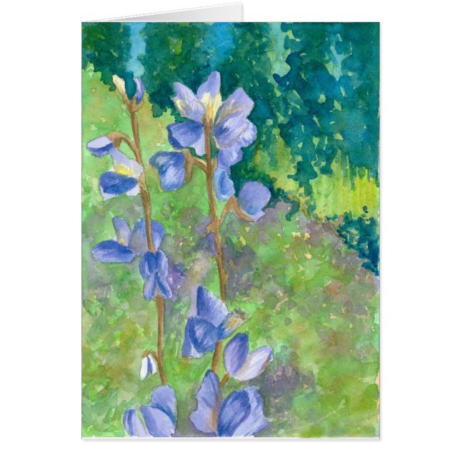 Purple Lupines Watercolor Wildflowers Blank (Front)