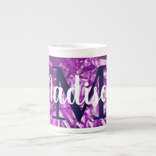 Purple Luxurious Custom Monogram Personalized Bone China Mug
