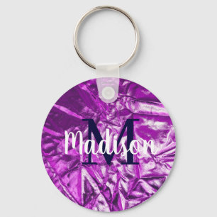 Purple Luxurious Custom Monogram Personalized Keychain