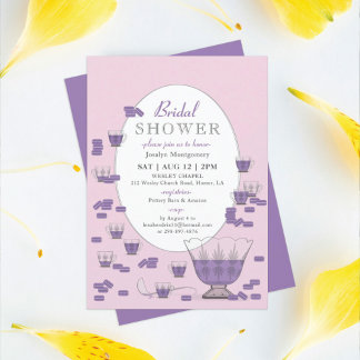 Purple Macarons & Crystal Punch Set Bridal Shower Invitation