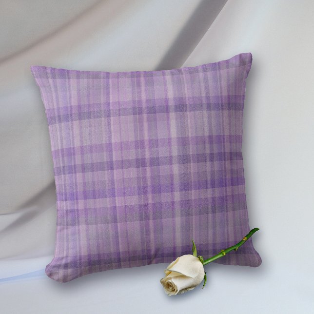 Purple Madras Plaid Pattern Throw Pillow (Creator Uploaded)