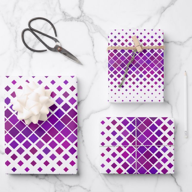 Purple Magenta Diamonds Design  Wrapping Paper Sheet (Front)