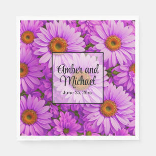 Purple magenta floral sunflower dark pink daisies  napkin