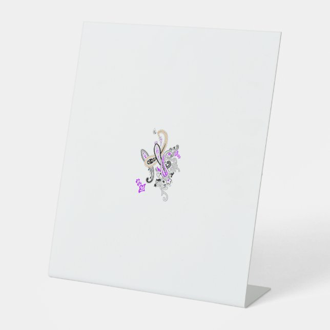 Purple-Magenta, Reddish Orange, TealiPedestal Sign (Front)