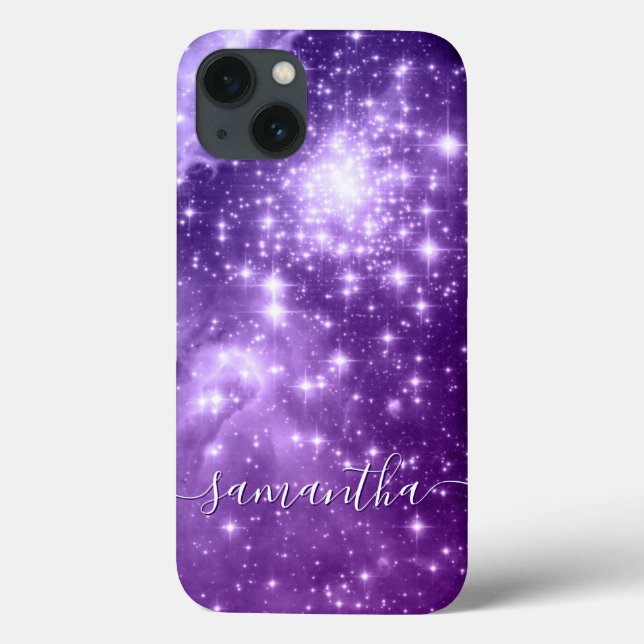 Purple Magic Ombre Sparkly Stars Celestial Photo Case-Mate iPhone Case (Back)