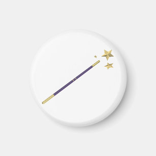 Purple magic wand with three golden stars magnet