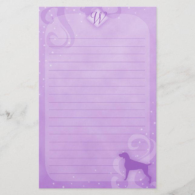Purple Magic Weimaraner Stationery (Front)