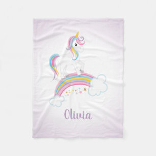 Purple Magical Rainbow Unicorn Personalized Fleece Blanket