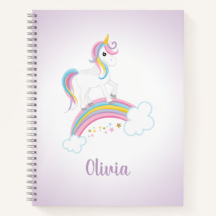 Purple Magical Rainbow Unicorn Personalized Notebook