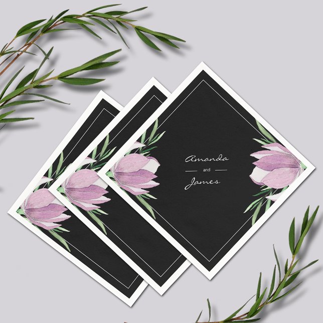 Purple Magnolia Floral Botanical Watercolor Napkin (Purple Magnolia Floral  Watercolor Wedding Cocktail Napkins)